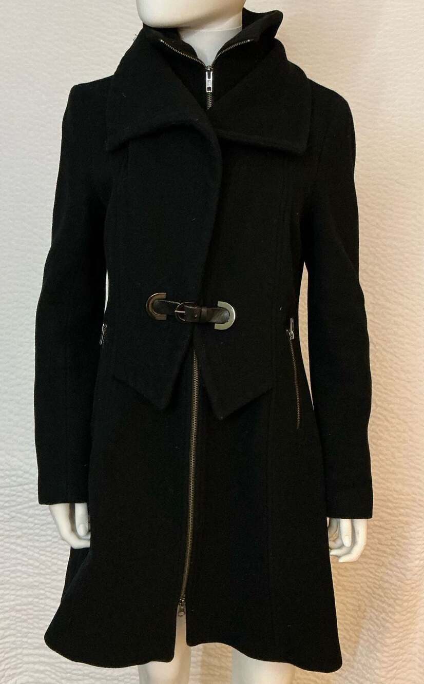Soia & Kyo Wool Coat Size L Black Toggle Zip Jacket